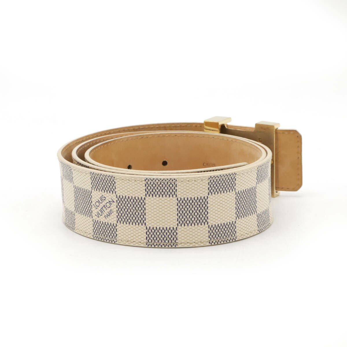 LOUIS VUITTON ルイ ヴィトン ダミエアズール サンチュール LV イニシアル ベルト #85 85/34 ゴールド金具 M9609V 【中古】