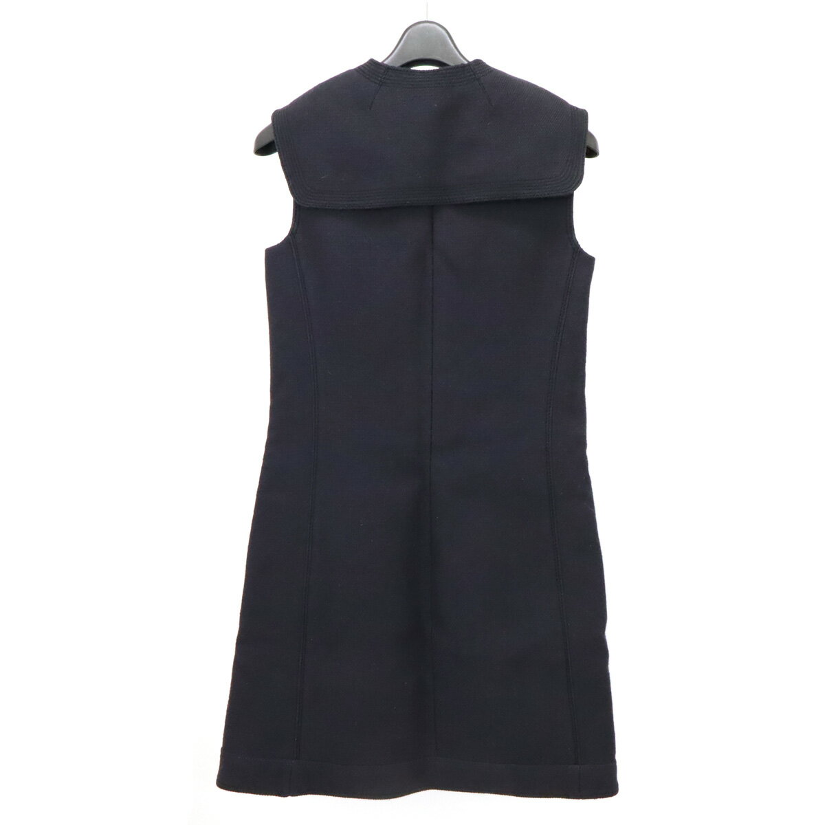 LOUIS VUITTON ルイ ヴィトン モノグラム レディース 襟付き ワンピース ウール モヘア ダークネイビー 濃紺 #38 【中古】