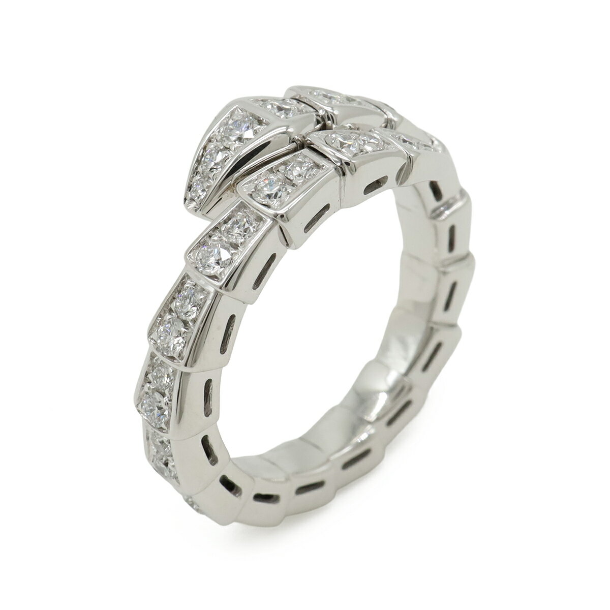 Rakuten - BVLGARI ブルガリ セルペンティ ヴァイパー リング 指輪 シングルコイル パヴェダイヤ K18WG 750WG ダイヤモンド0.66ct #M 354708 【中古】