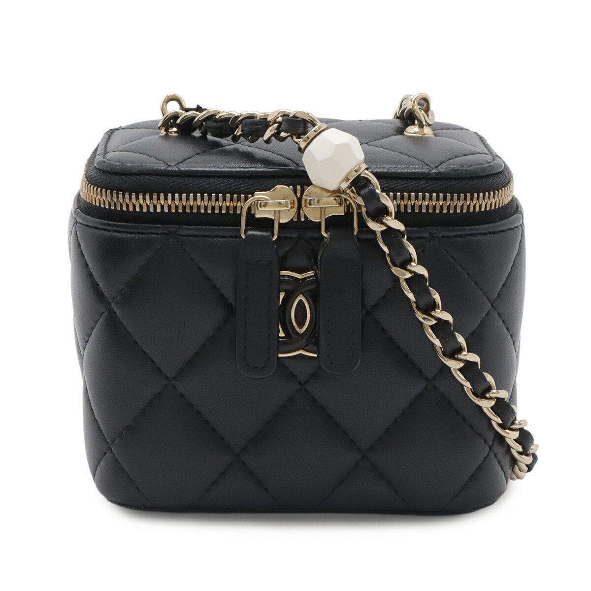 CHANELシャネル バニティバッグ マトラッセ ハンドバッグ バッグ カバン ブランド ブラック 入手困難】大人可愛い☆CHANEL☆バニティバッグ☆ミラー付き (CHANEL