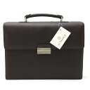 LE TANNEUR ルタヌア ビジネスバッグ ブリーフケース 書類カバン ハンドバッグ レザー ダークブラウン 茶 シルバー金具 TCE4140 【中古】
