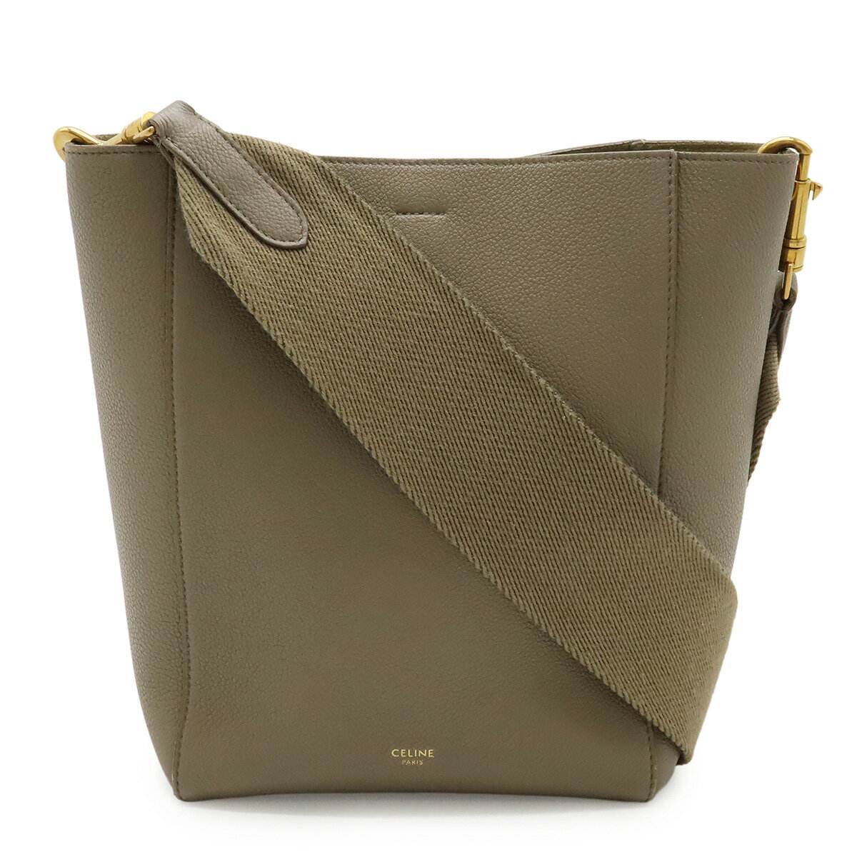 CELINE セリーヌ サングル バケットスモール ショルダーバッグ ワンショルダー セミショルダー 肩掛け レザー グレージュ ゴールド金具 189303 【中古】