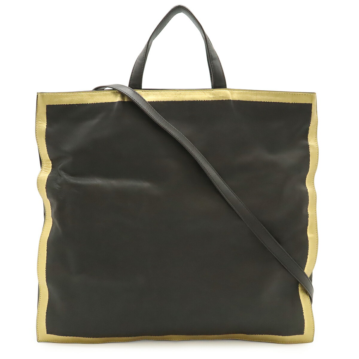 乐天商城 - BOTTEGA VENETA ボッテガ ヴェネタ トートバッグ ショルダーバッグ 斜め掛け 2WAY ハンドバッグ レザー ダークブラウン 茶 ゴールド 金 ミラー付き 【中古】