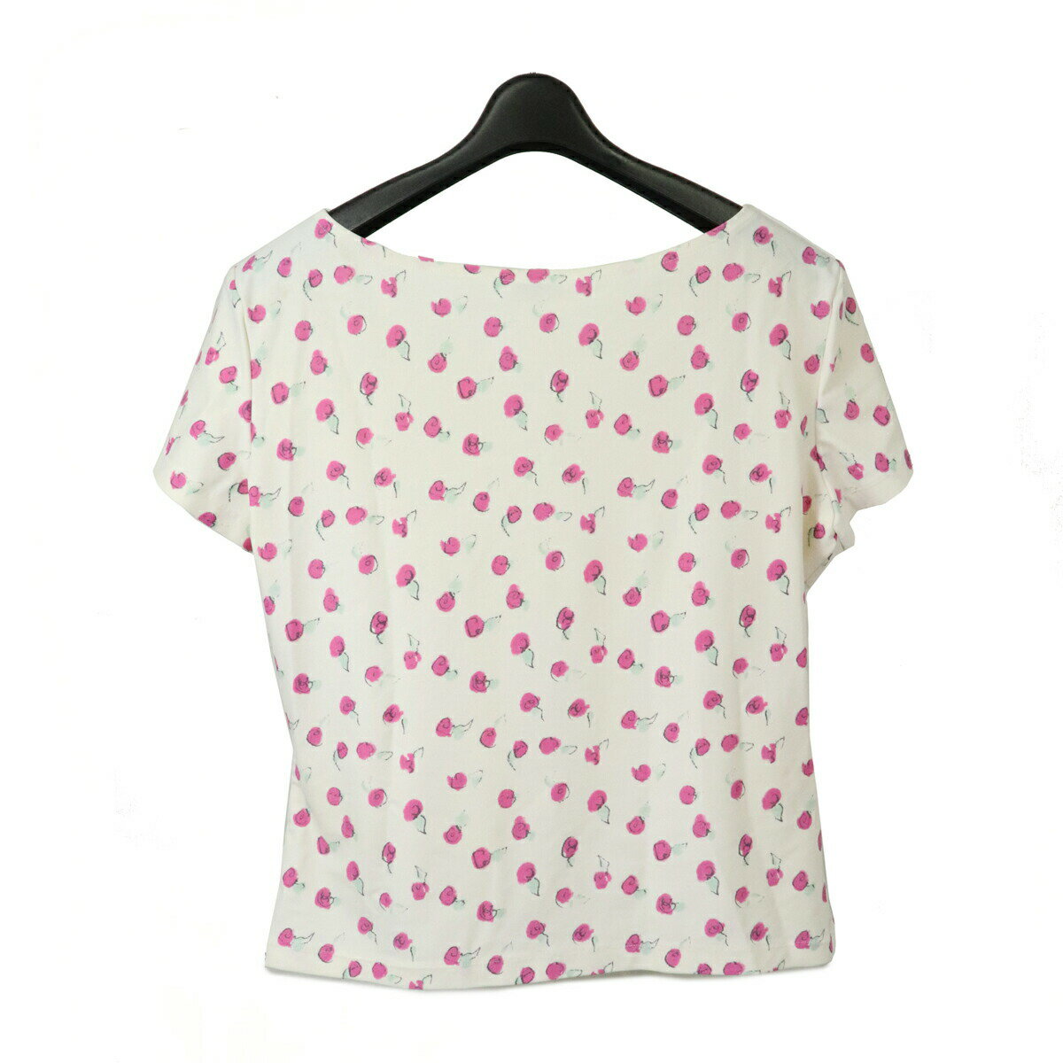 CHANEL シャネル カットソー 半袖 トップス ローズ バラ 薔薇 ナイロン80% スパンデックス20% アイボリー ピンク #44 【中古】