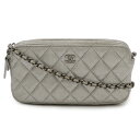 CHANEL シャネル マトラッセ Wジップチェーンウォレット チェーンショルダー 2WAY クラッチバッグ キャビアスキン シルバー シルバー金具 A82527 【中古】