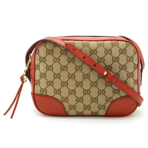 GUCCI グッチ ブリー GGキャンバス ショルダーバッグ ポシェット 斜め掛け レザー カーキベージュ レッド 赤 ゴールド金具 アウトレット品 449413 【中古】 GUCCI グッチ ブリー GGキャンバス ショルダーバッグ ポシェット 斜め掛け レザー カーキベージュ レッド 赤 ゴールド金具 アウトレット品 449413 【中古】