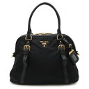 PRADA プラダ ハンドバッグ ナイロン サフィアーノ レザー NERO 黒 ブラック ゴールド金具 国内アウトレット購入品 ストラップ欠品 1BB013 【...