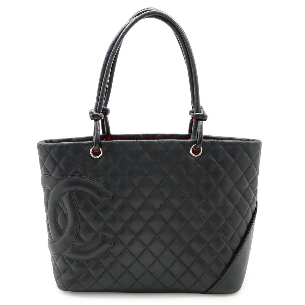 CHANEL シャネル カンボンライン ココマーク ラージトート トートバッグ ショルダーバッグ ソフトカーフ ブラック 黒 ピンク A25169 【中古】