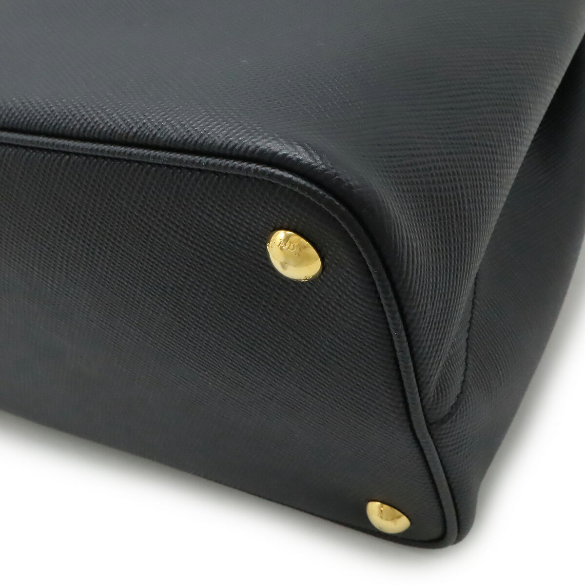 PRADA プラダ ダブル トートバッグ ショルダーバッグ 2WAY ハンドバッグ 斜め掛け サフィアーノ レザー NERO ブラック 黒 ゴールド金具 B2756T 【中古】