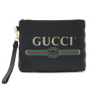 【財布】GUCCI グッチ ロゴプリント ポートフォリオ ミディアム クラッチバッグ セカンドバッグ レザー ブラック 黒 グリーン 緑 レッド 赤 5727703480 【中古】