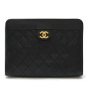 CHANEL シャネル ココマーク マトラッセ セカンドバッグ クラッチバッグ ラムスキン レザー ブラック 黒 ゴールド金具 【中古】