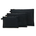 HERMES エルメス ボラボラ ポーチ 3点セット マルチポーチ 化粧ポーチ クラッチバッグ バッグインバッグ コットンキャンバス ブラック 黒 【中古】