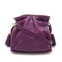 LOEWE ロエベ フラメンコ20 アナグラム ショルダーバッグ 斜め掛け ポシェット 2WAY 巾着 フリンジ レザー パープル 紫 ゴールド金具 【中古】