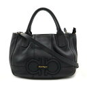 Salvatore Ferragamo サルヴァトーレ フェラガモ ガンチーニ ハンドバッグ トートバッグ 2WAY ショルダーバッグ レザー ブラック 黒 ゴ...