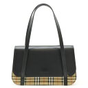 BURBERRY バーバリー ノバチェック チェック柄 シャドーホース ハンドバッグ キャンバス レザー ベージュ ブラック 黒 【中古】