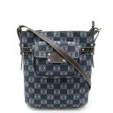 LOEWE ロエベ アナグラム ショルダーバッグ 斜め掛け PVC レザー ネイビー 紺 ダークブラウン 茶 ポーチ付き 【中古】