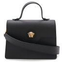 VERSACE ヴェルサーチェ ヴェルサーチ ベルサーチ メデューサ ハンドバッグ フラップバッグ 2WAY ショルダーバッグ レザー ブラック ゴールド金具 ...
