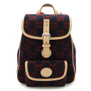 GUCCI グッチ チルドレンズ GGウール バックパック リュックサック ウール レザー ネイビー 紺 レッド 赤 シルバー金具 630818 【中古】