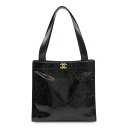 CHANEL シャネル ココマーク カメリア パンチング トートバッグ ショルダーバッグ エナメル パテントレザー ブラック 黒 ゴールド金具 【中古】