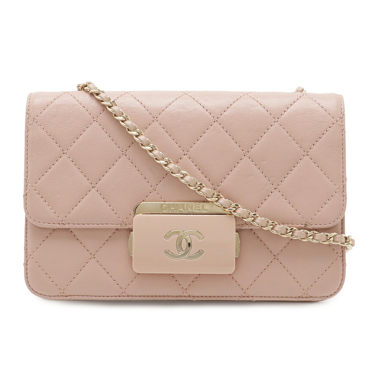 Rakuten - CHANEL シャネル ビューティーロック マトラッセ ココマーク フラップバッグ チェーンショルダーバッグ レザー ピンク ゴールド金具 A93221 【中古】