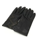 HERMES エルメス Hロゴ グローブ 革手袋 レザー ブラック 黒 #7 【中古】