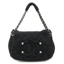 CHANEL シャネル ココマーク チェーンバッグ ショルダーバッグ セミショルダー シャーリング ナイロン エナメル ブラック 黒 シルバー金具 【中古】(4)