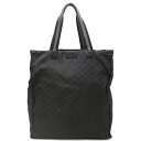 GUCCI グッチ GGナイロン トートバッグ ラージトート ショルダーバッグ 肩掛け レザー ブラック 黒 グレー アウトレット品 449177 【中古】