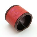 CHANEL シャネル ココマーク ワイドリング オープンリング 指輪 レザー メタル ルビーレッド ボルドー 実寸約11.5号 【中古】