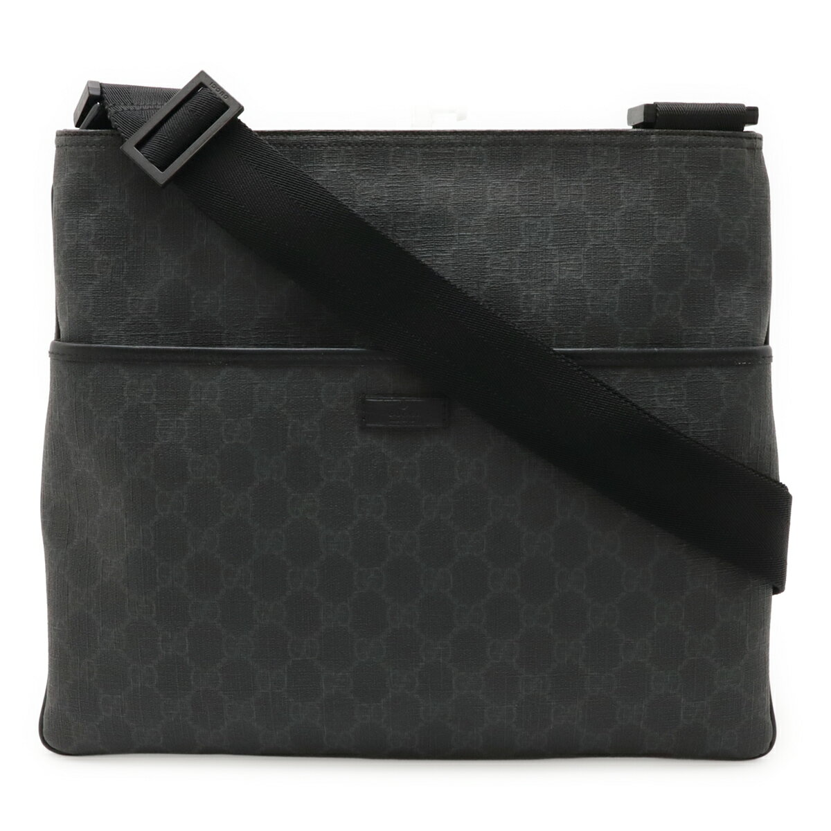 Rakuten - GUCCI グッチ GGプラス GGスプリーム ショルダーバッグ 斜め掛けショルダー PVC レザー ブラック 黒 グレー 162904 【中古】