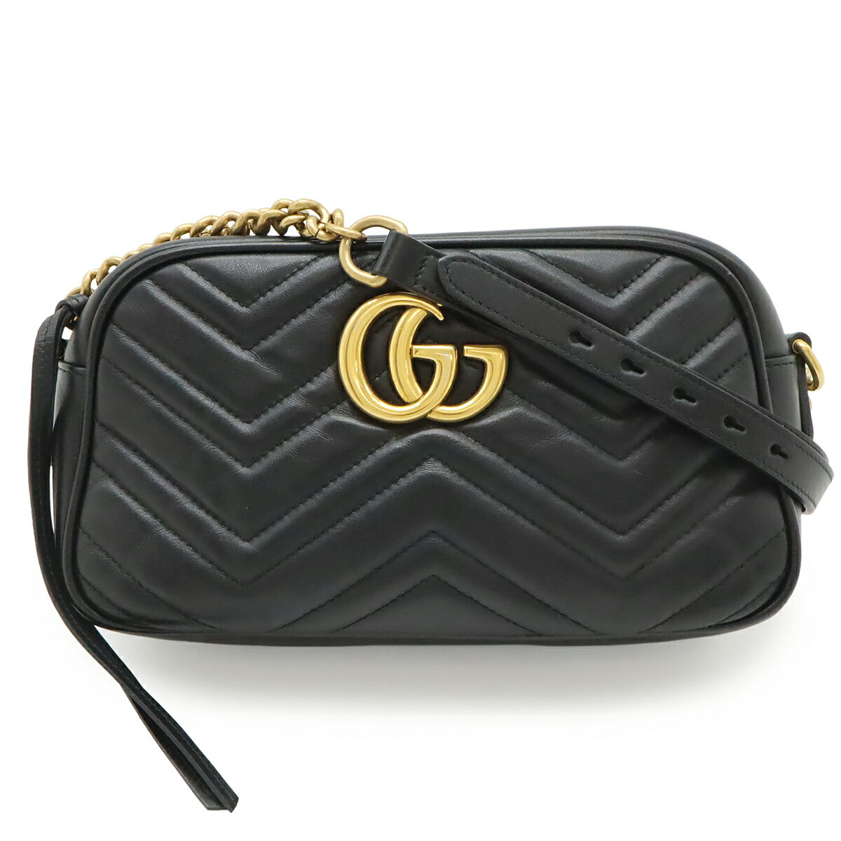 グッチ GUCCI ショルダーバッグ GGマーモント キルティング ミニ バケット レザー シェブロンキルティングレザー ブラック マットゴールド金具 ダブルG 746433 【箱】【中古】 楽天市場】ggマーモント キルティング レザー ブラック（レディース
