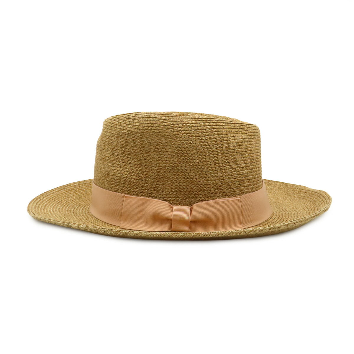 HAT&DREAMS ハットアンドドリームス ペーパーハット ストローハット 中折れハット 麦わら帽子 ペーパー ポリエステル ベージュ ピンク #F E19-510 【中古】