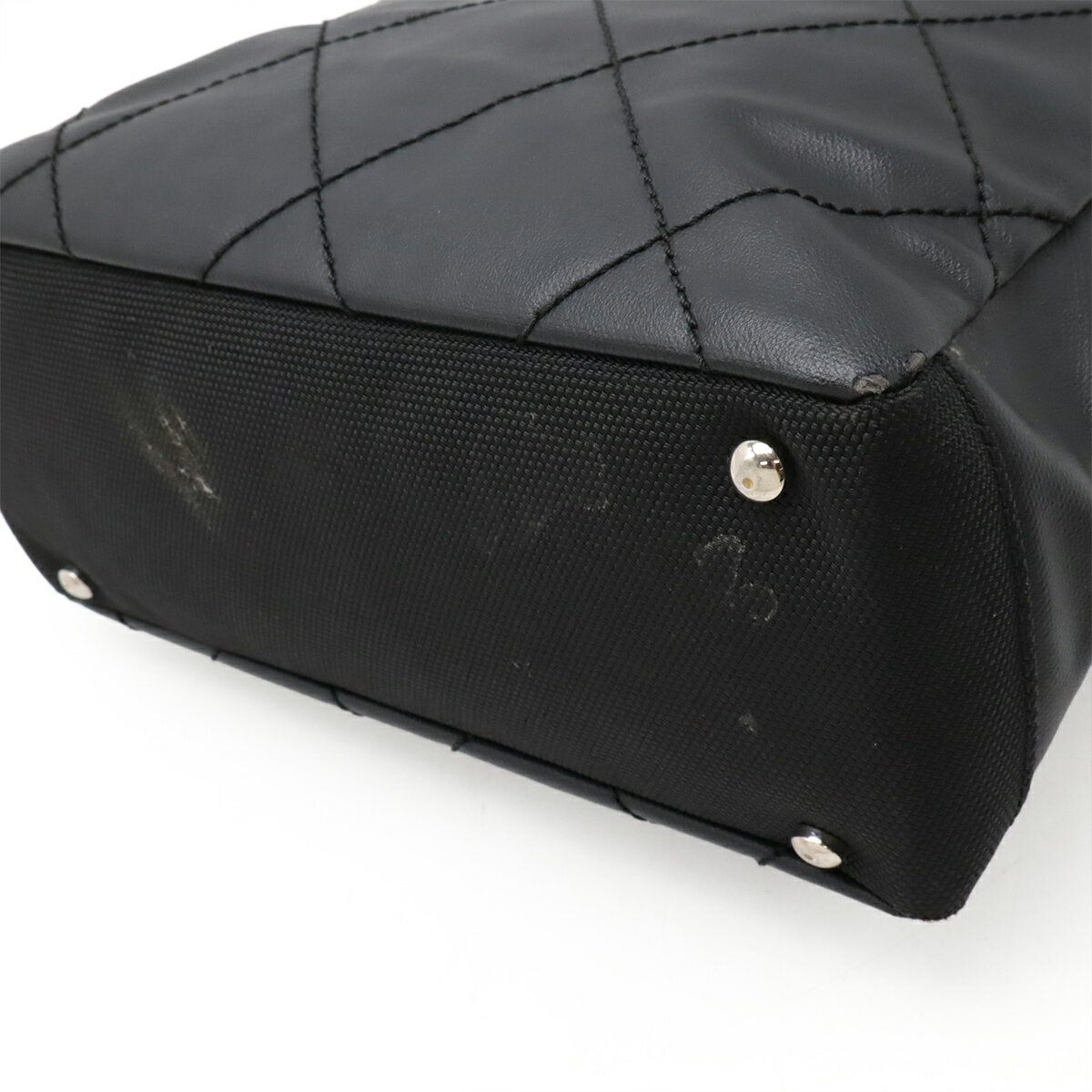 CHANEL シャネル パリビアリッツ トートPM トートバッグ ショルダーバッグ サテン調 コーティングキャンバス ブラック A34208 【中古】
