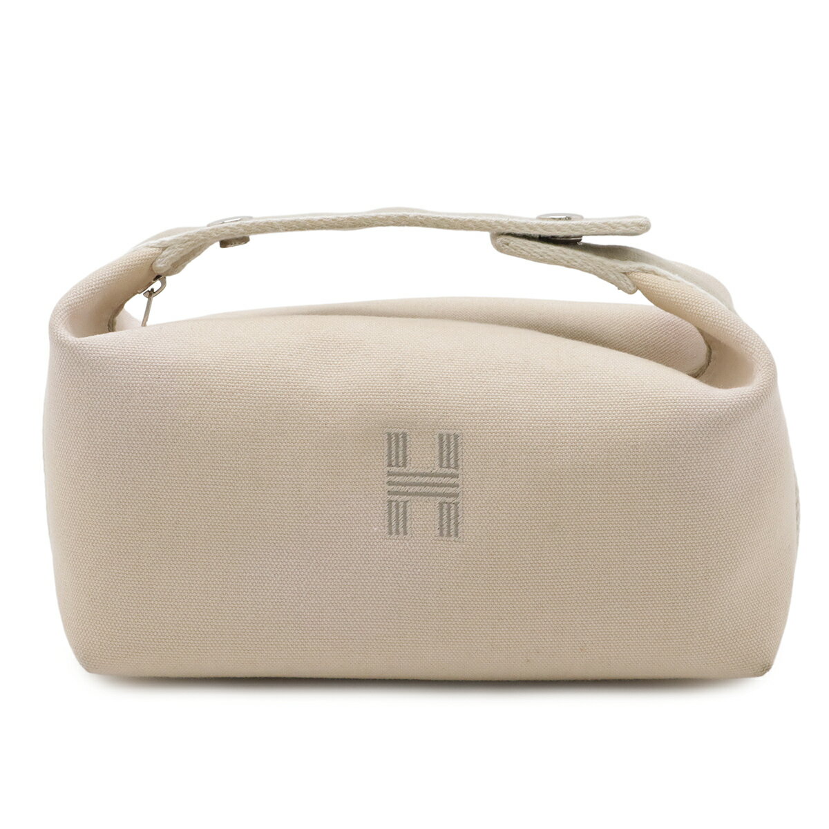 HERMES - HERMES エルメス ブリッド ア ブラック PM バス用ポーチ 化粧ポーチ コスメポーチ ハンドバッグ キャンバス ナチュラル ベージュ H104223M 【中古】