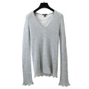 LOUIS VUITTON ルイ ヴィトン ニット トップス 長袖 Vネック ウール100% グレー #L Lサイズ 【中古】