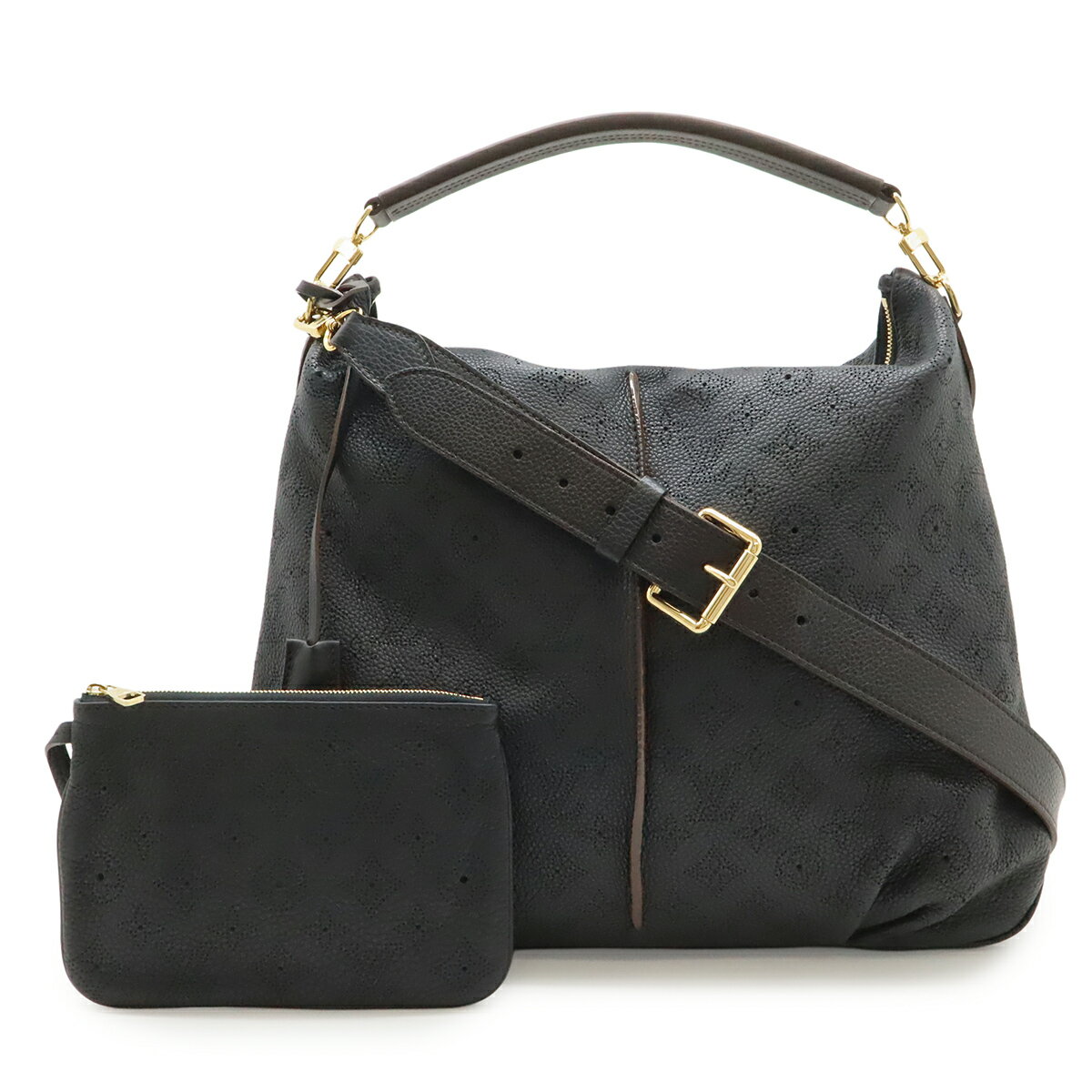 LOUIS VUITTON ルイ ヴィトン モノグラムマヒナ セレネMM ハンドバッグ 2WAY ショルダーバッグ 斜め掛け ノワール 黒 ブラック ポーチ付き M93987 【中古】
