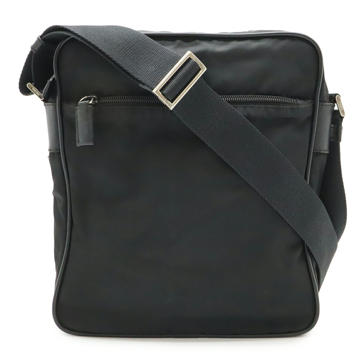 樂天商城 - PRADA プラダ ショルダーバッグ メッセンジャーバッグ 斜め掛け ナイロン レザー NERO 黒 ブラック シルバー金具 V160 【中古】