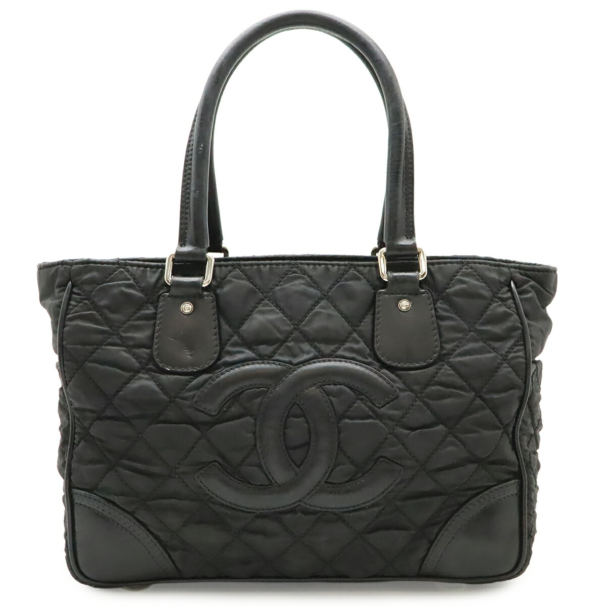 CHANEL シャネル パリニューヨークライン マトラッセ ココマーク トートバッグ ショルダーバッグ ナイロンキャンバス ブラック PRESSEタグ A33100 【中古】