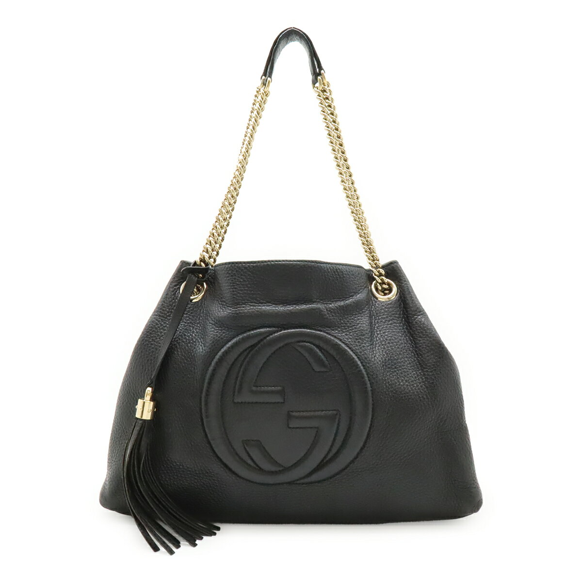 Rakuten - GUCCI グッチ ソーホー インターロッキングG ロゴ チェーンバッグ ショルダーバッグ トートバッグ レザー ブラック 黒 ゴールド金具 308982 【中古】