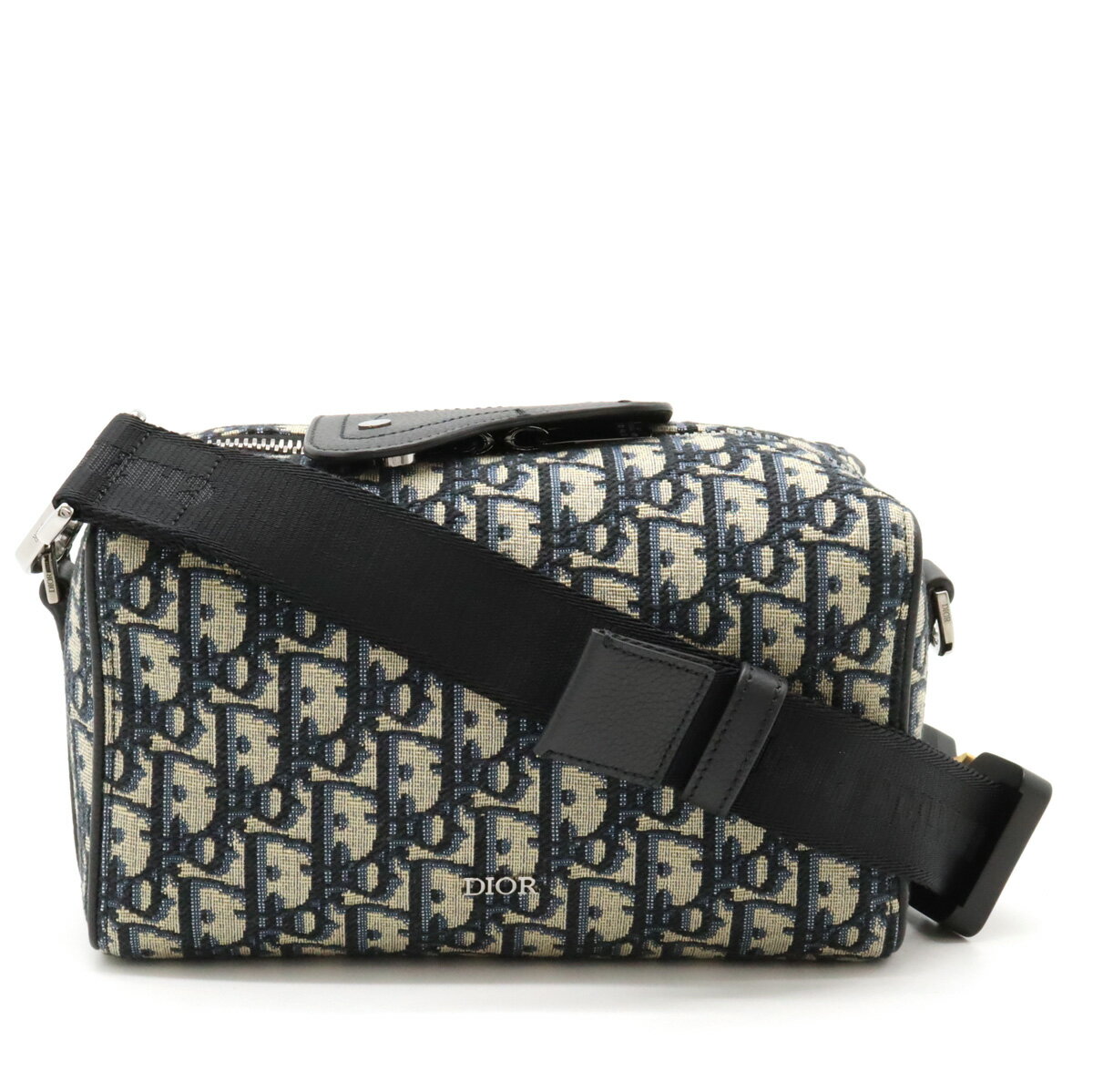 Christian Dior クリスチャン ディオール オブリーク ランゴ22 ショルダーバッグ 斜め掛け ジャガード レザー ネイビー 1ADPO249YKY 【中古】
