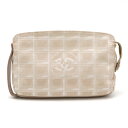 CHANEL シャネル ニュートラベルライン Newトラベルライン ポーチ マルチポーチ 化粧ポーチ コスメポーチ ナイロンジャガード レザー ベージュ 【中古...