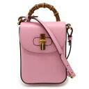GUCCI グッチ バンブー ミニ ハンドバッグ 3WAY ショルダーバッグ リュックサック ミニリュック レザー ピンク 702106 【中古】