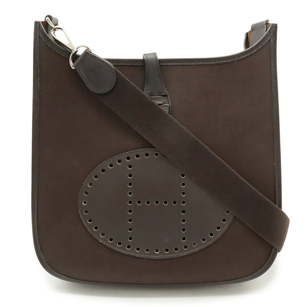 乐天商城 - HERMES エルメス エヴリン エブリン II 2 PM ショルダーバッグ 斜め掛け トワルオフィシエ キャンバス レザー ダークブラウン シルバー金具 □J刻印 【中古】
