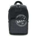 BALLY バリー SIHORN ボディバッグ ショルダーバッグ スリングバッグ ロゴプリント コーテッドキャンバス レザー ブラック 黒 グレー 【中古】