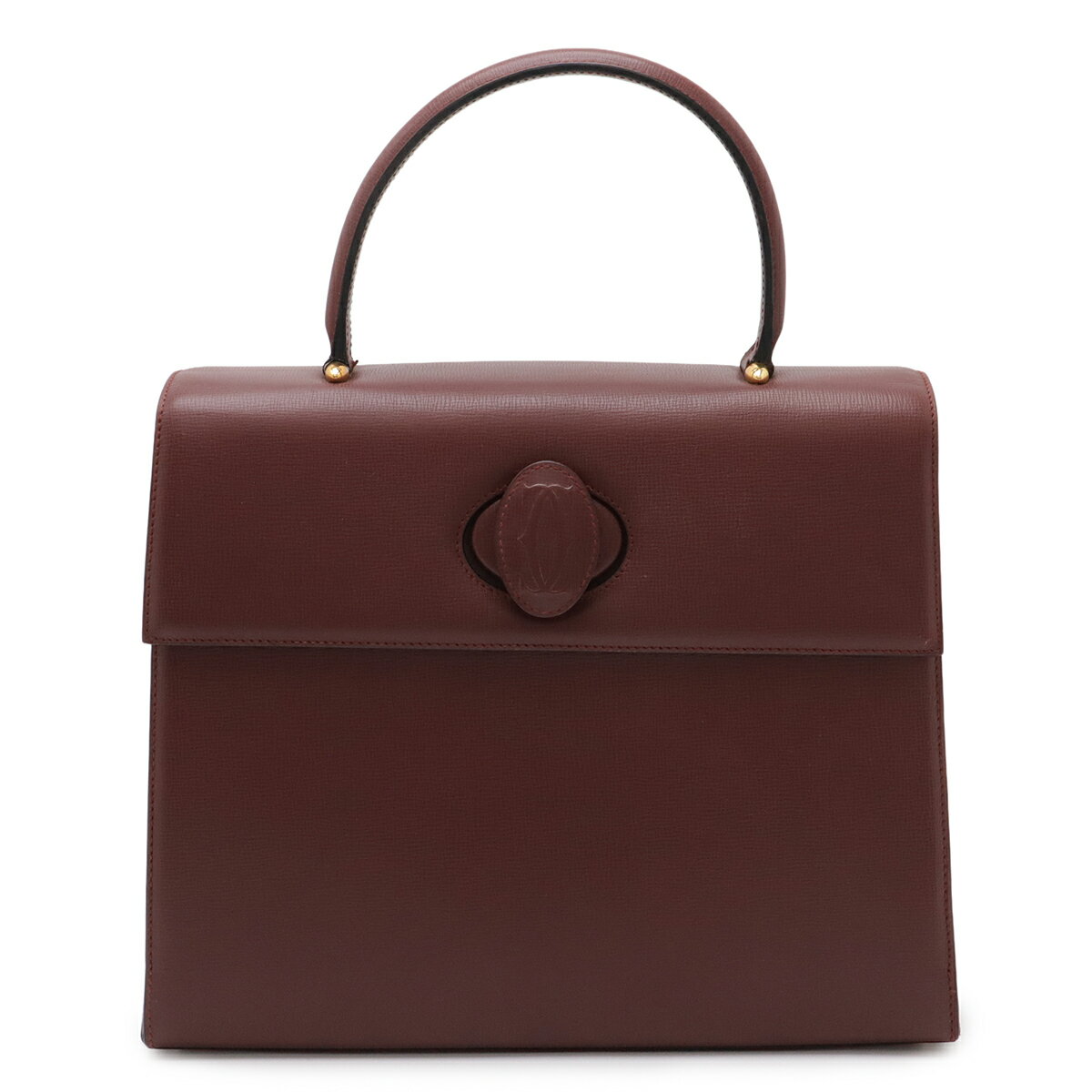 CARTIER - Cartier カルティエ マストライン フラップバッグ ハンドバッグ カーフレザー ボルドー ゴールド金具 L1000169 【中古】