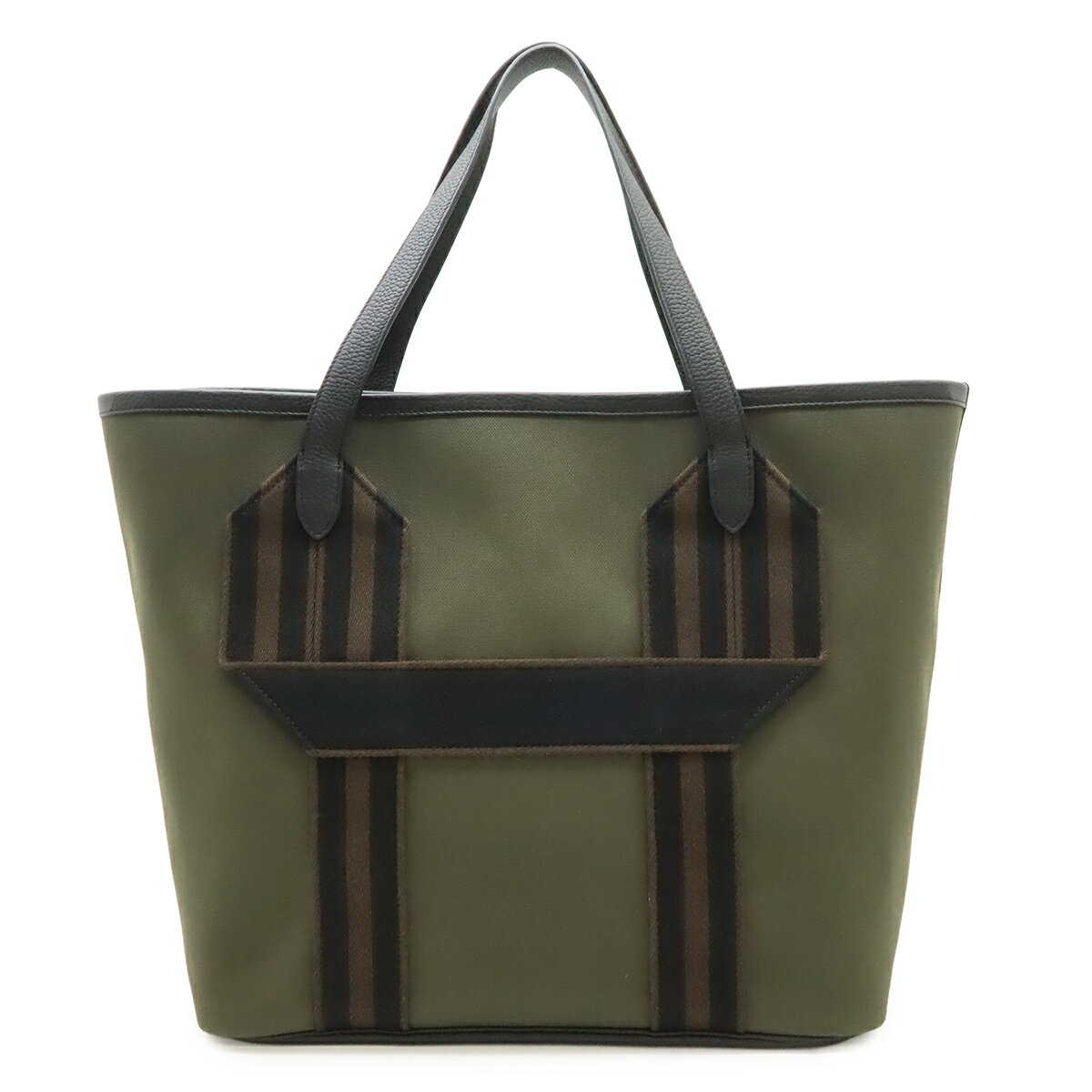 Rakuten - HERMES エルメス PURSANGLE ピュールサングル35 トートバッグ ラージトート ショルダーバッグ キャンバス レザー カーキ ブラック 黒 ブラウン U刻印 【中古】