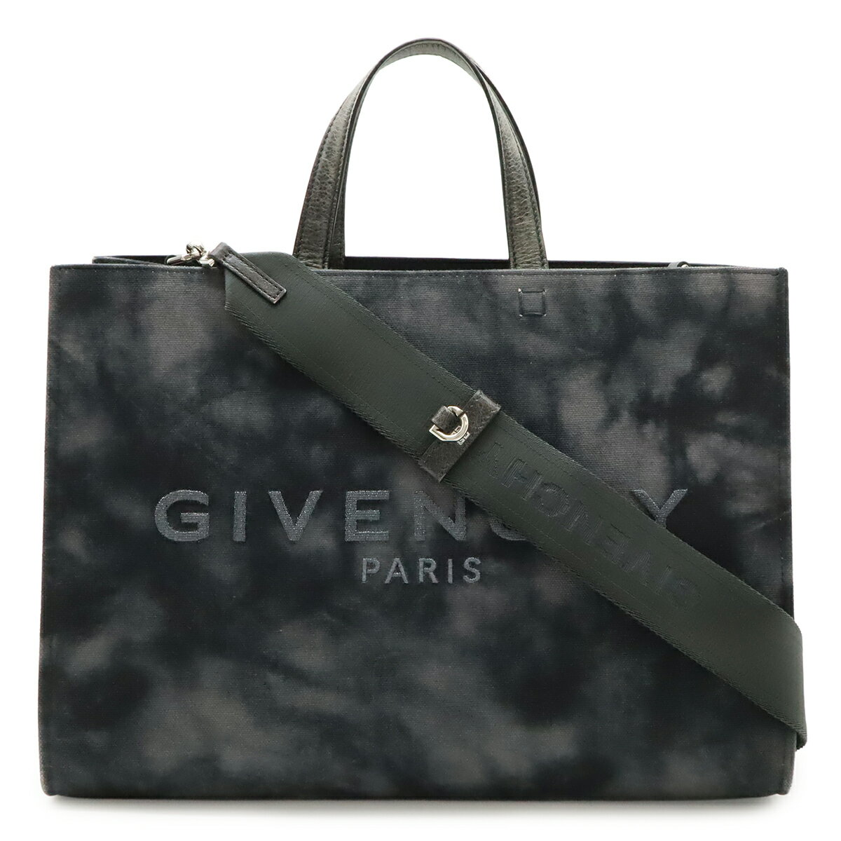 樂天商城 - GIVENCHY ジバンシイ ジバンシー ロゴ Gトート トートバッグ 2WAY ショルダーバッグ タイダイ柄 キャンバス レザー ブラック 黒 グレー 【中古】