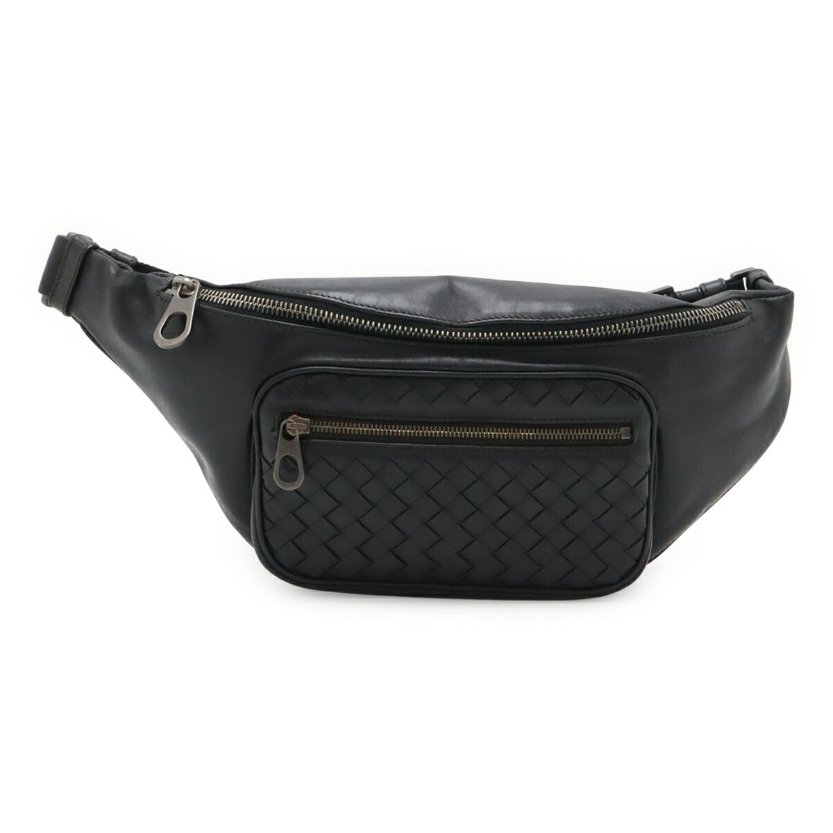 Rakuten - BOTTEGA VENETA ボッテガ ヴェネタ ボッテガベネタ イントレチャート ボディバッグ ウエストポーチ ヒップバッグ レザー ブラック 黒 222310 【中古】