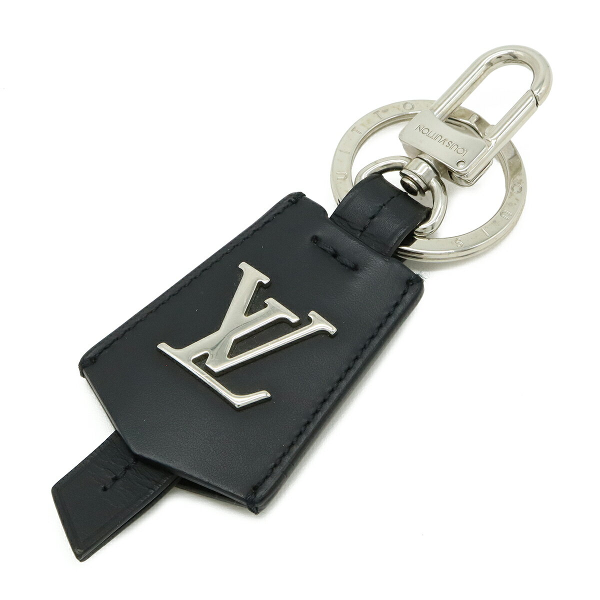 LOUIS VUITTON - LOUIS VUITTON ルイ ヴィトン キーホルダー LV クロッシュ クレ キーチャーム カウハイドレザー ブラック 黒 シルバー M68020 【中古】