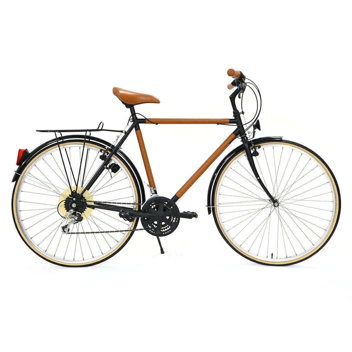 Blumin 楽天市場店のHermes PEUGEOT エルメス×プジョーコラボ 自転車 28インチ 21段変速 荷台付 Hermes Bicycle レザー ブラック オレンジ 【中古】｜アングル2