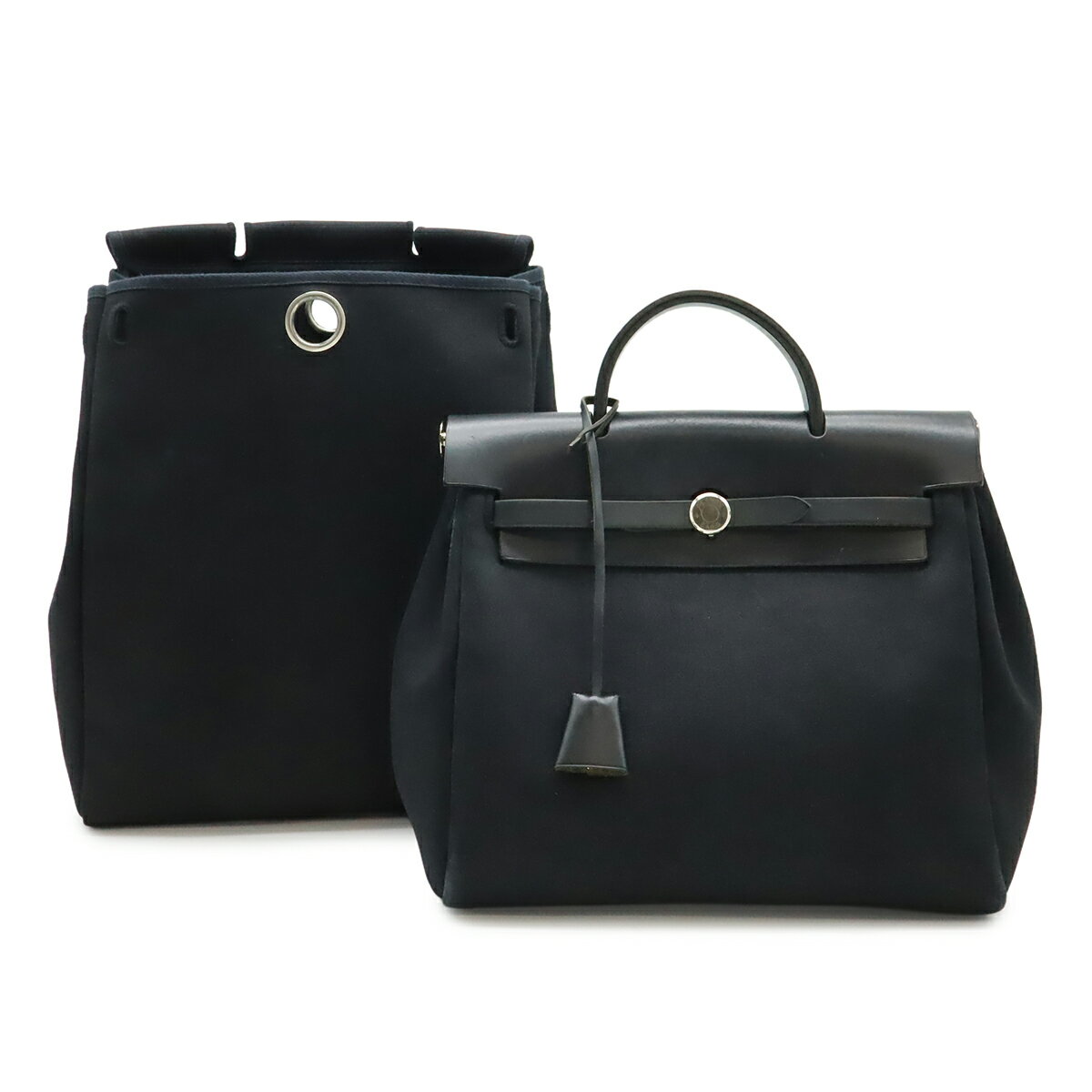 HERMES エルメス エールバッグ アドPM リュックサック バックパック 2WAY ハンドバッグ トワルオフィシエ レザー ブラック 黒 シルバー金具 □F刻印 【中古】
